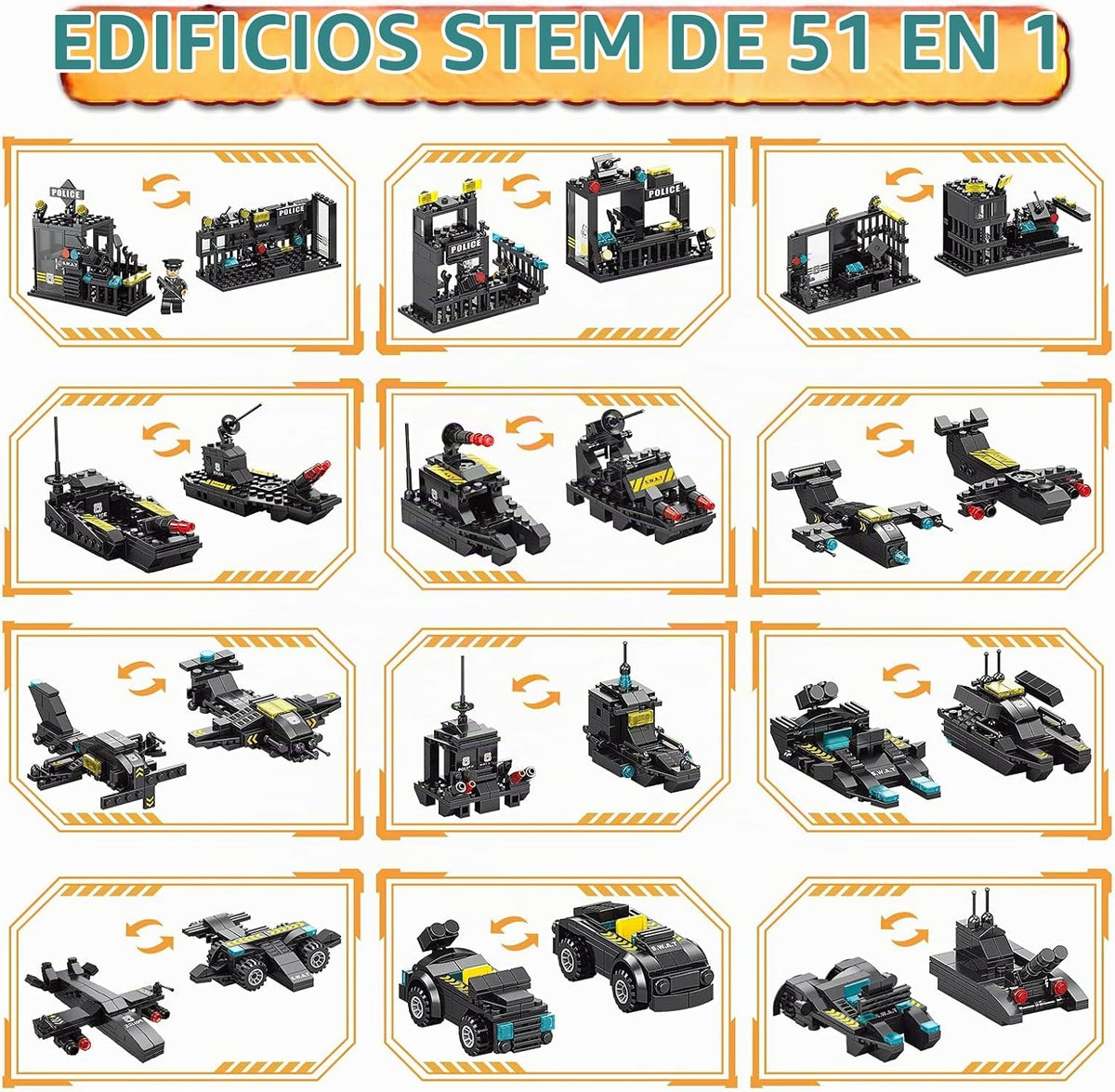 Kit de construcción de robot 51 en 1 para niños de 8 a 12 años
