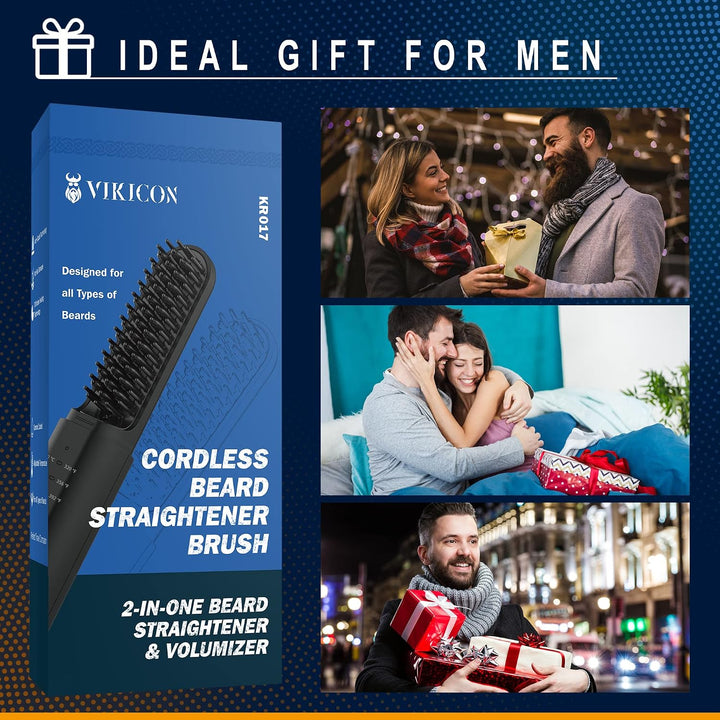 VIKICON - Alisador de barba para hombre, peine térmico 2 en 1 para...