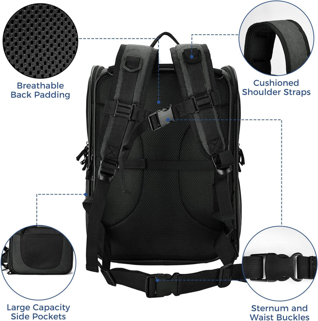Apollo Walker Mochila transportadora de mascotas para gatos y perros grandes/pequeños, cachorros, características de seguridad y soporte de respaldo acolchado para viajes, senderismo, uso al aire