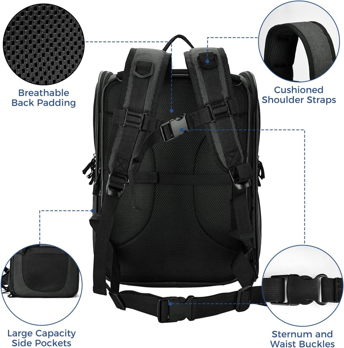 Apollo Walker Mochila transportadora de mascotas para gatos y perros grandes/pequeños, cachorros, características de seguridad y soporte de respaldo acolchado para viajes, senderismo, uso al aire