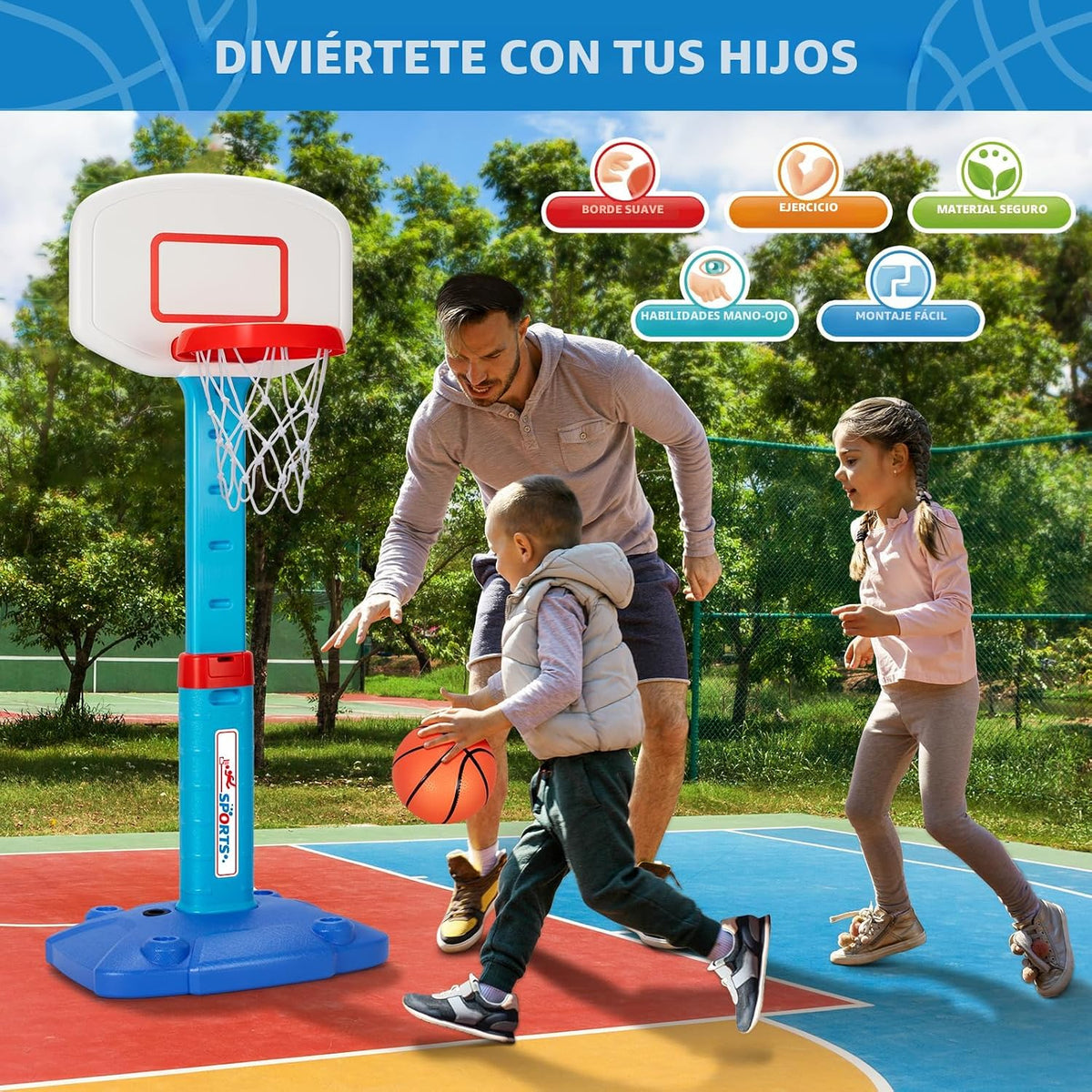 Aro de Baloncesto para Niños Pequeños de Interior para Edades 1-3, Aros de Baloncesto Ajustables para Niños, Mini Aro de Baloncesto con 3 Pelotas para Exterior junto a la Piscina, Juguetes Deportivos