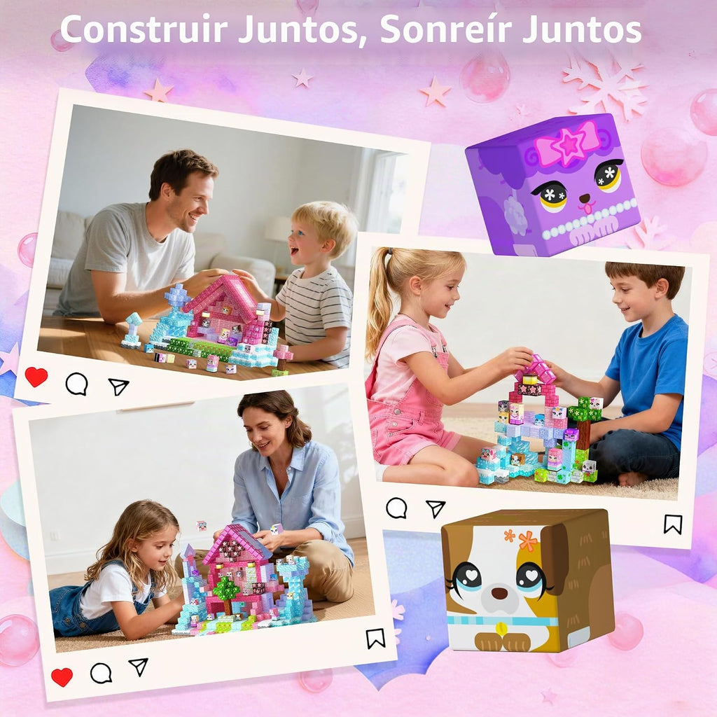 Bloques magnéticos GobiDex de 100 piezas para niños, bloques de construcción de castillo de princesa rosa