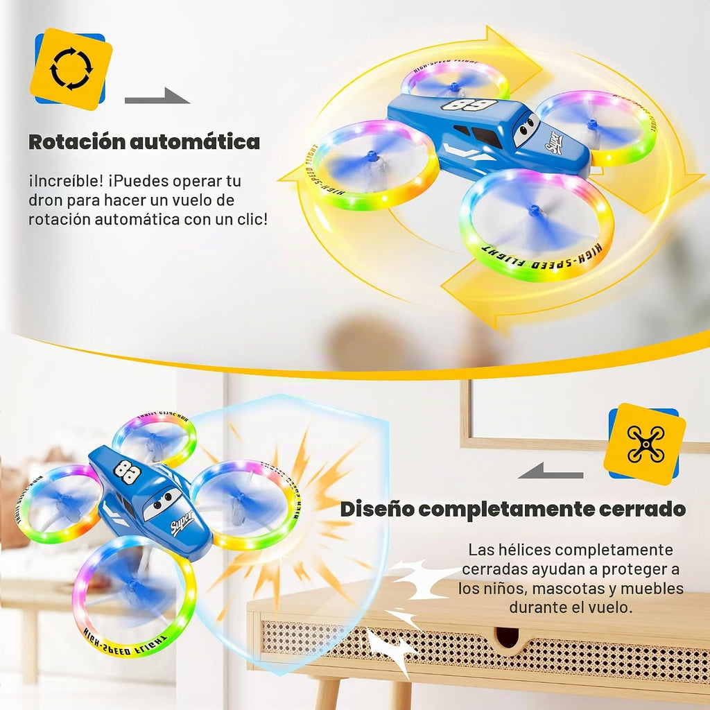 Drones para niños y principiantes con luces LED 2 baterías de arranque con