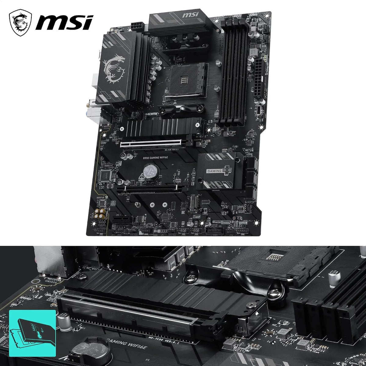 MSI B550 Gaming WIFI6E Motherboard, ATX - Compatible con AMD Ryzen...
