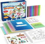 D-FantiX Mi Kit de Arte de Libro de Historias, Set de Actividades Creativa de Escritura y Dibujo para Niños y Niñas, Kit de Creación de Libro de Historietas de Tapa Dura con Adhesivos, Suministros de