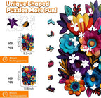 Rompecabezas de madera Leodozzio 500 piezas, rompecabezas de flores de otoño hechos a mano para adultos, rompecabezas de madera de forma única, juego familiar de regalo de cumpleaños, 13.8x18.4