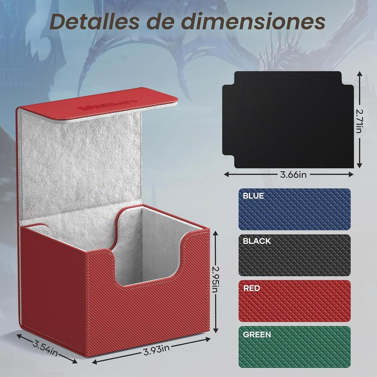 Mlikero Paquete de 4 cajas de cartas Commander con capacidad para más de 400 tarjetas de doble manga con 4 divisores, caja de tarjetas de cuero con cierre magnético para MTG, TCG (4 colores)