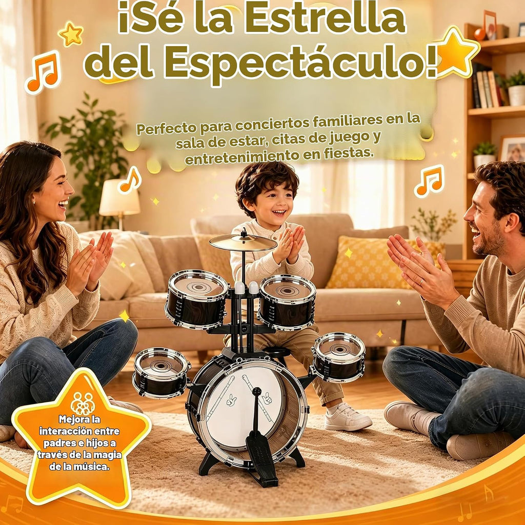Juego de batería para niños de 3 a 6 años, 5 piezas de tambores de