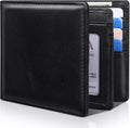 Artpaxy Billetera plegable para hombre con bloqueo RFID de cuero genuino, Negro, Casual