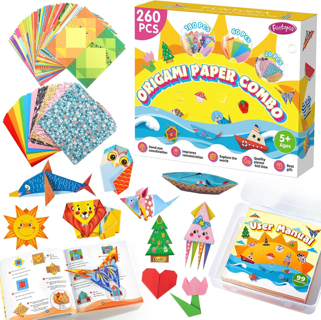 Funtopia Más de 700 piezas de cuentas pop para artes y manualidades para niños de 4 a 6 años y kit de origami para niños de 8 a 12 5 a 8 años