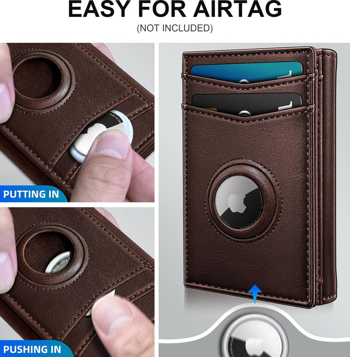 Cartera miyozi Airtag para hombre, con bolsillo para efectivo, 2 ve...