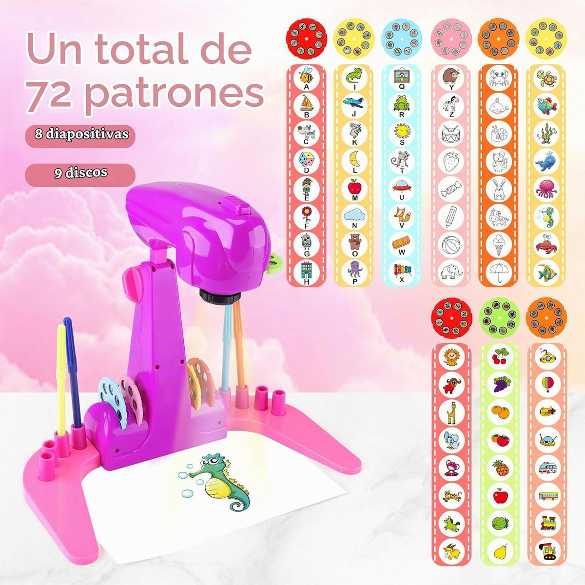 Hoarosall Proyector de Dibujo para Niños, Kit de Arte y Manualidades, Juguetes para Niñas de 3+ Años, Suministros de Dibujo, Incluyendo Lápices de Colores, Crayones, Libros para Colorear, Regalo para