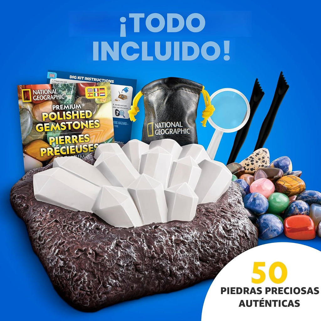 National Geographic Gigantic Gemstone Dig Kit con 50 Real Gemstones