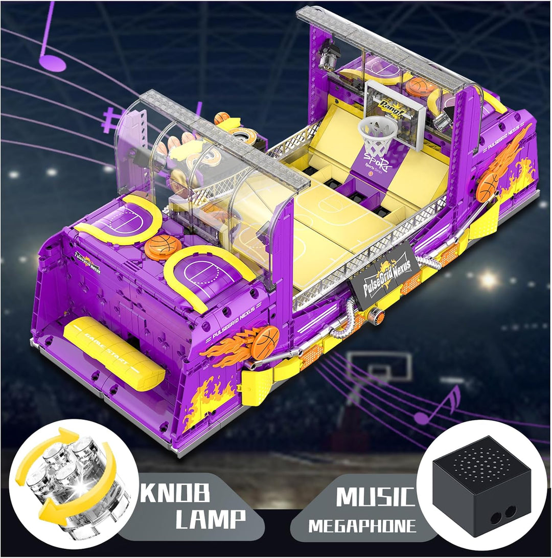 Juego de bloques de construcción de máquina de baloncesto