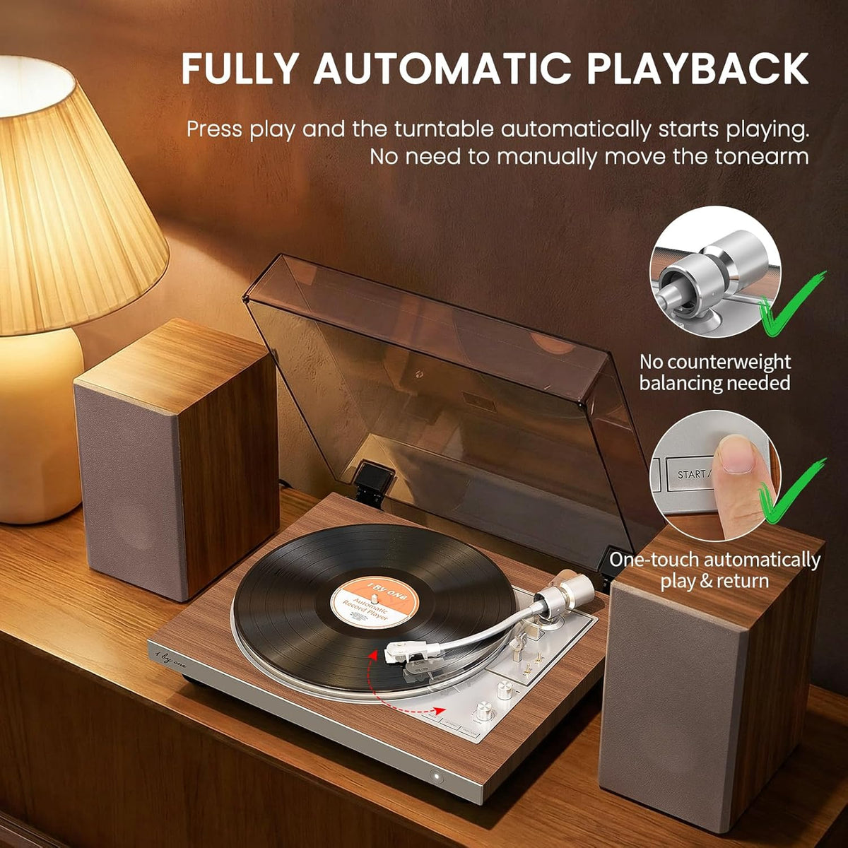 Tocadiscos 1 BY ONE totalmente automático con altavoces, tocadiscos de
