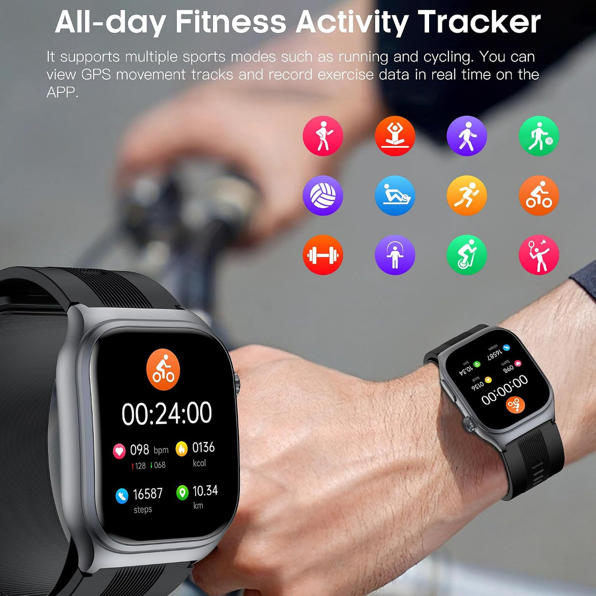 Yowow BIT Reloj Inteligente de Presión Arterial con Bomba de Aire y Bolsa de Aire, Transmisión de Voz, Compartir Datos, Pantalla AMOLED de 2.06", Rastreador de Fitness, Frecuencia Cardíaca/Oxígeno en