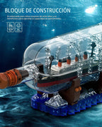 dOvOb - Juego de bloques de construcción de barco Titanic en una botella, conjunto de modelo de exhibición coleccionable creativo, gran idea de regalo de juguete para adultos y niños (878 piezas)