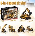 Juego de construcción de robot STEM 5 en 1, excavadora de control remoto con aplicación, juguetes de construcción de robótica técnica y kits STEM de ingeniería educativa para niños