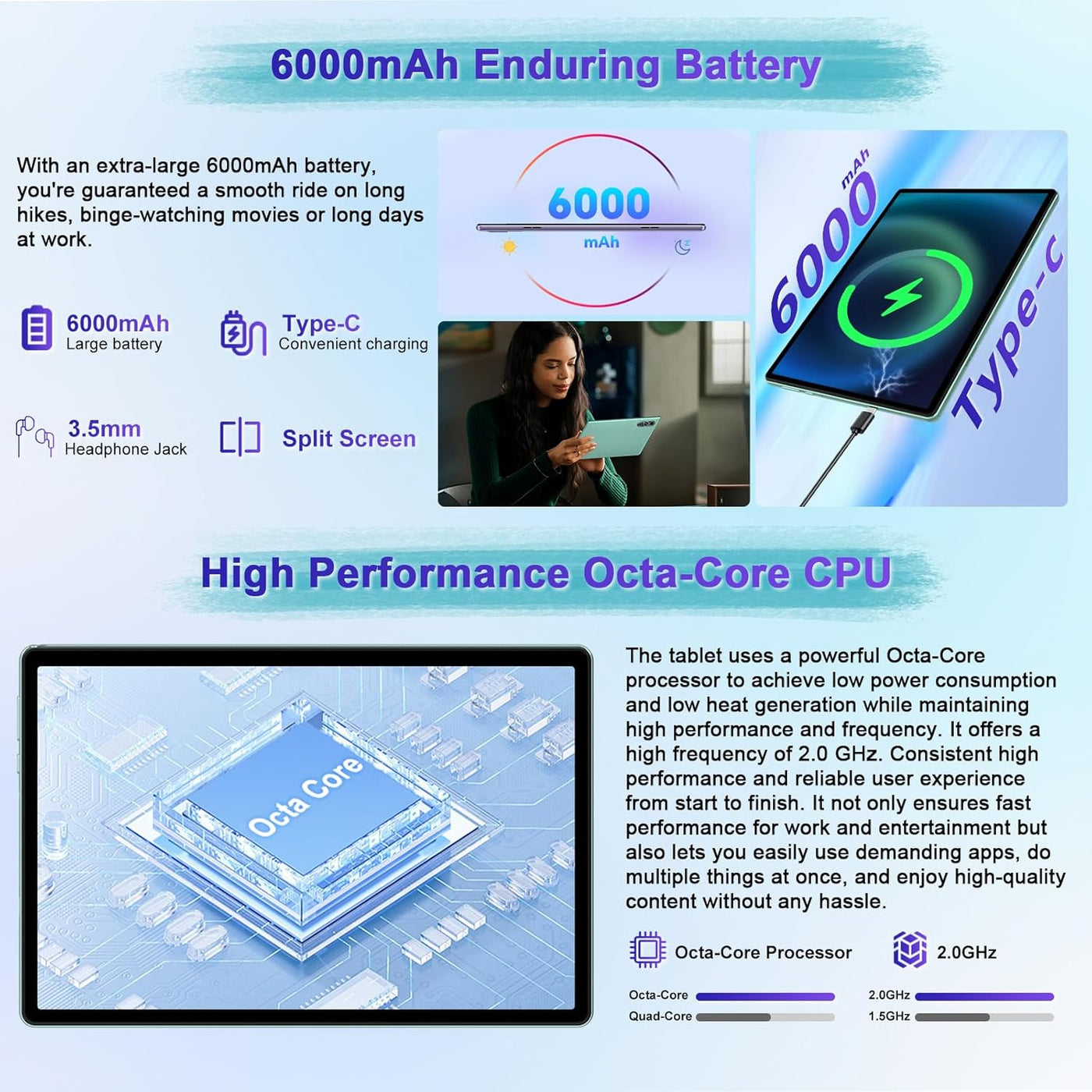 Tableta 2025 con Android 15 de 10 pulgadas con teclado de 30 GB de...