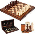Juego de ajedrez y damas de viaje magnético 2 en 1 de madera