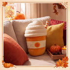 RattanView Almohada de felpa de taza de café de calabaza de 15.75 pulgadas