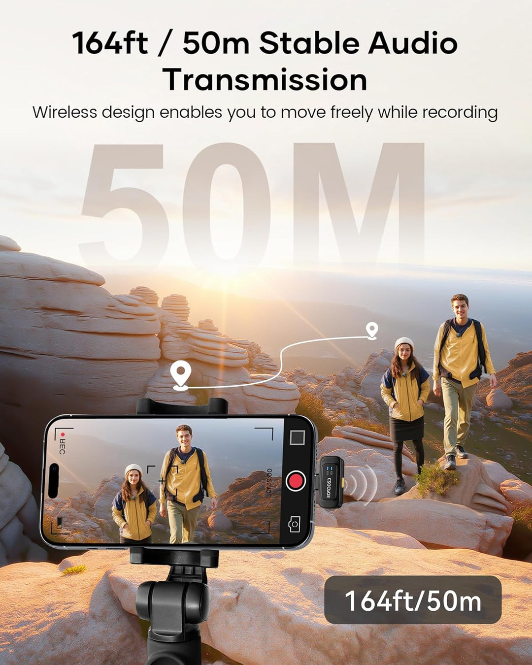 Micrófono Lavalier inalámbrico para iPhone, iPad y Android con fund...