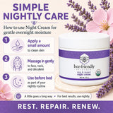 BeeFriendly Crema de noche orgánica, certificada por USDA, hidratan...