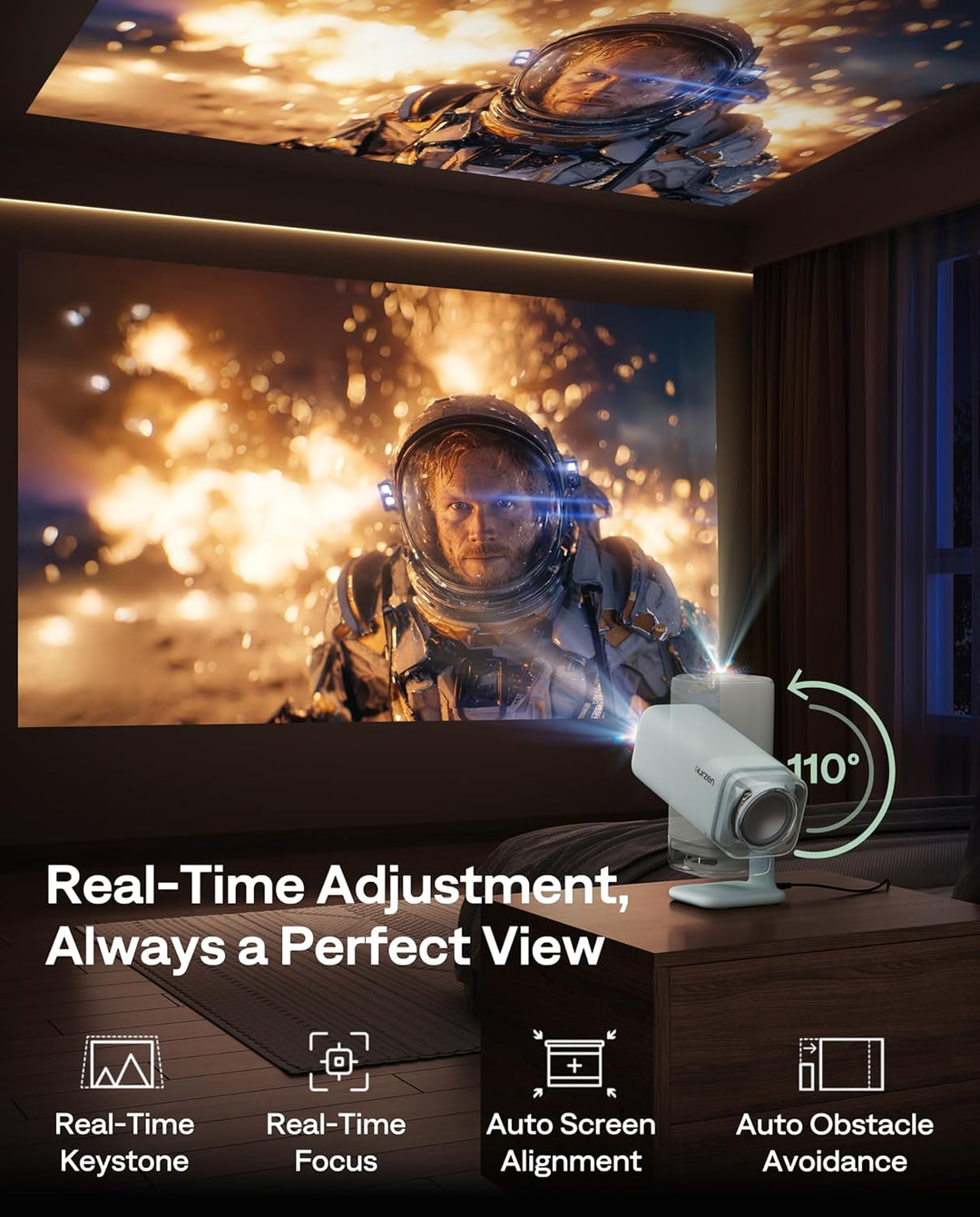 Aurzen BOOM Air - Proyector portátil Google TV con WiFi y Bluetooth...