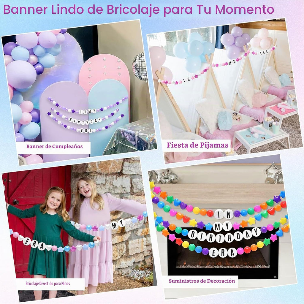 Kit de guirnalda de cumpleaños de pulsera gigante de la amistad con letras y bolas, pancarta personalizable para Navidad, boda, Kpop, decoración de fiesta de Año Nuevo, bolas de plástico, estrellas