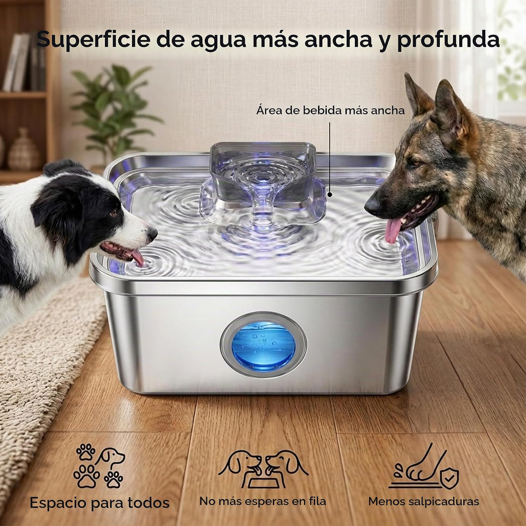 PETTEN Fuente de agua para perros de acero inoxidable de 3 galones, gran