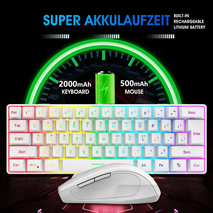 Snpurdiri Combo de teclado y ratón inalámbricos para juegos 2.4G, i...