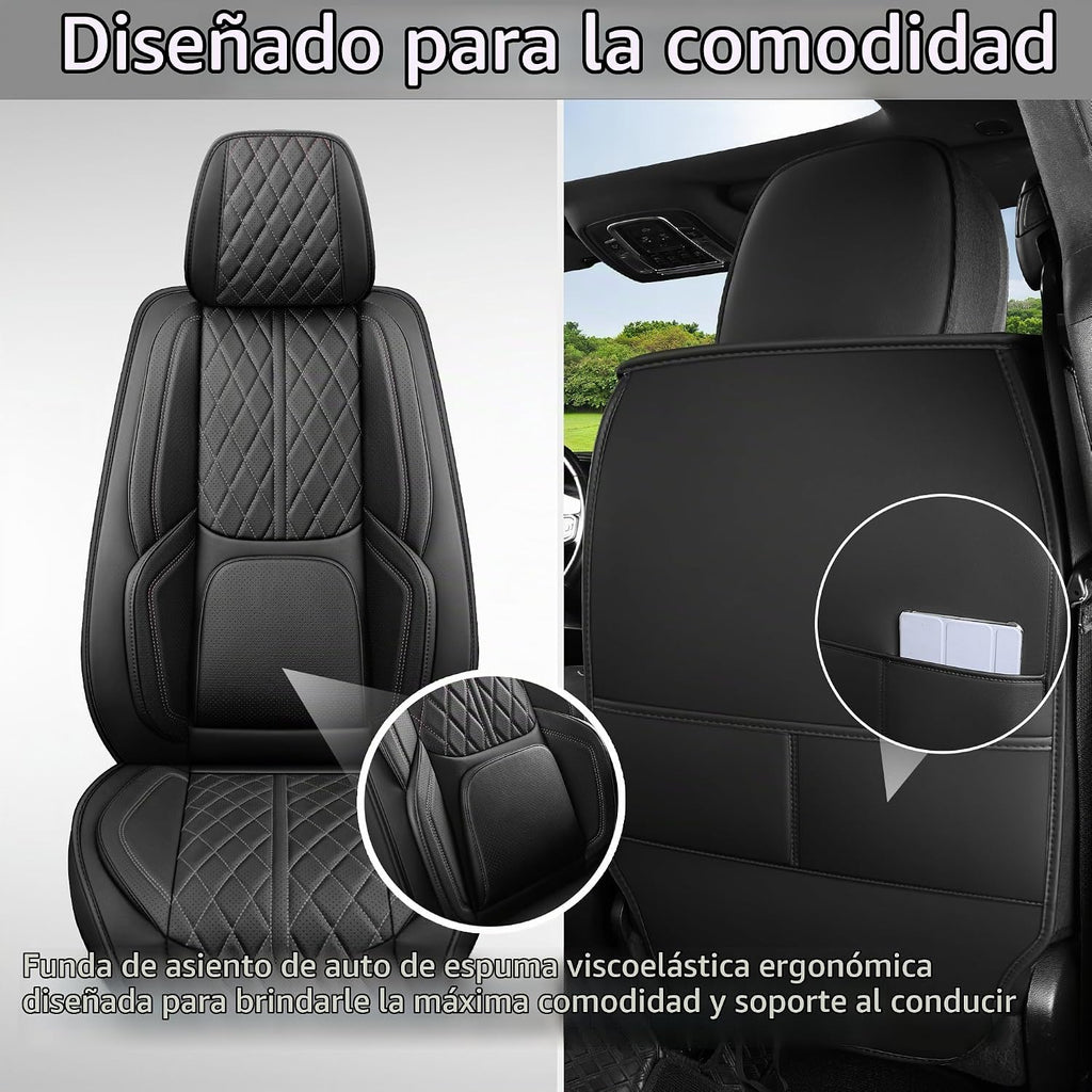 Funda de asiento de automóvil ajuste personalizado para Dodge Ram 1500 2500 3500 2002-2026, juego de fundas de asiento de piel sintética compatible con cojines de cabina regular Crew Quad de camioneta (negro, juego completo, parte trasera curvada)