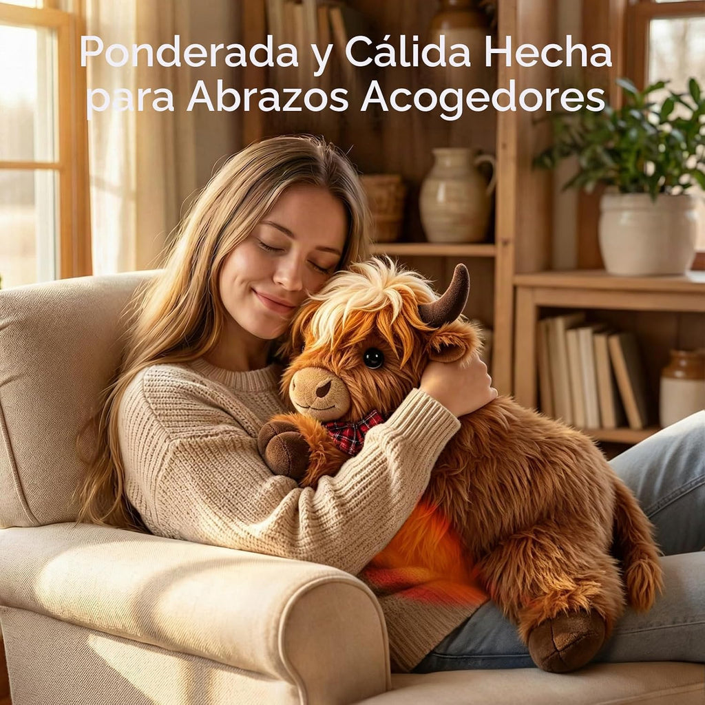 Mewaii Animales de peluche con peso, de vaca de las tierras altas