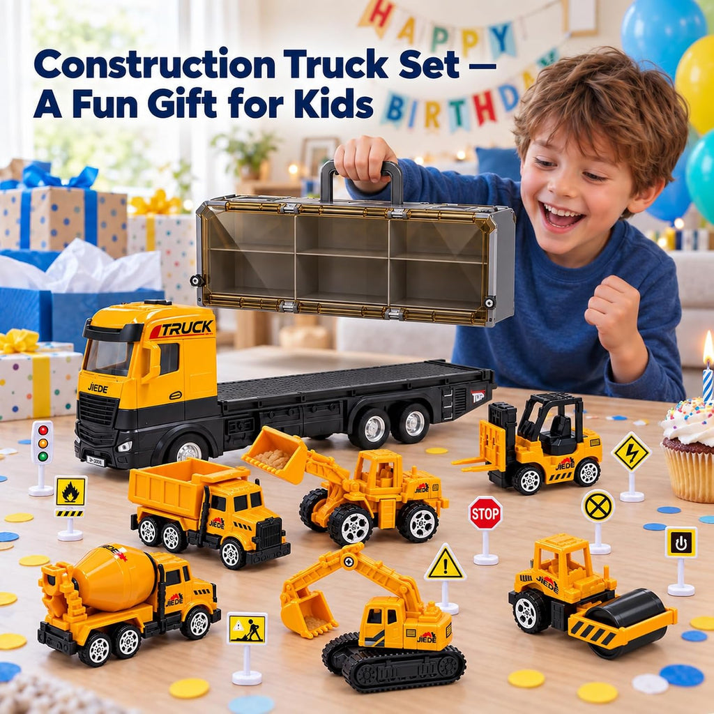 Juego de juguetes de transporte de camiones de construcción con 6