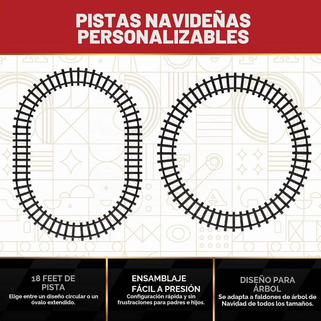 FAO Schwarz Juego de tren navideño motorizado de 30 piezas con pista de 18