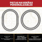 FAO Schwarz Juego de tren navideño motorizado de 30 piezas con pista de 18
