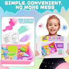 Contenedor sensorial – Juego de hornear y hacer helados con kit de arena de juego de 3.3 libras, moldes para pasteles de gofres y herramientas de arena, tienda de juguetes de helado