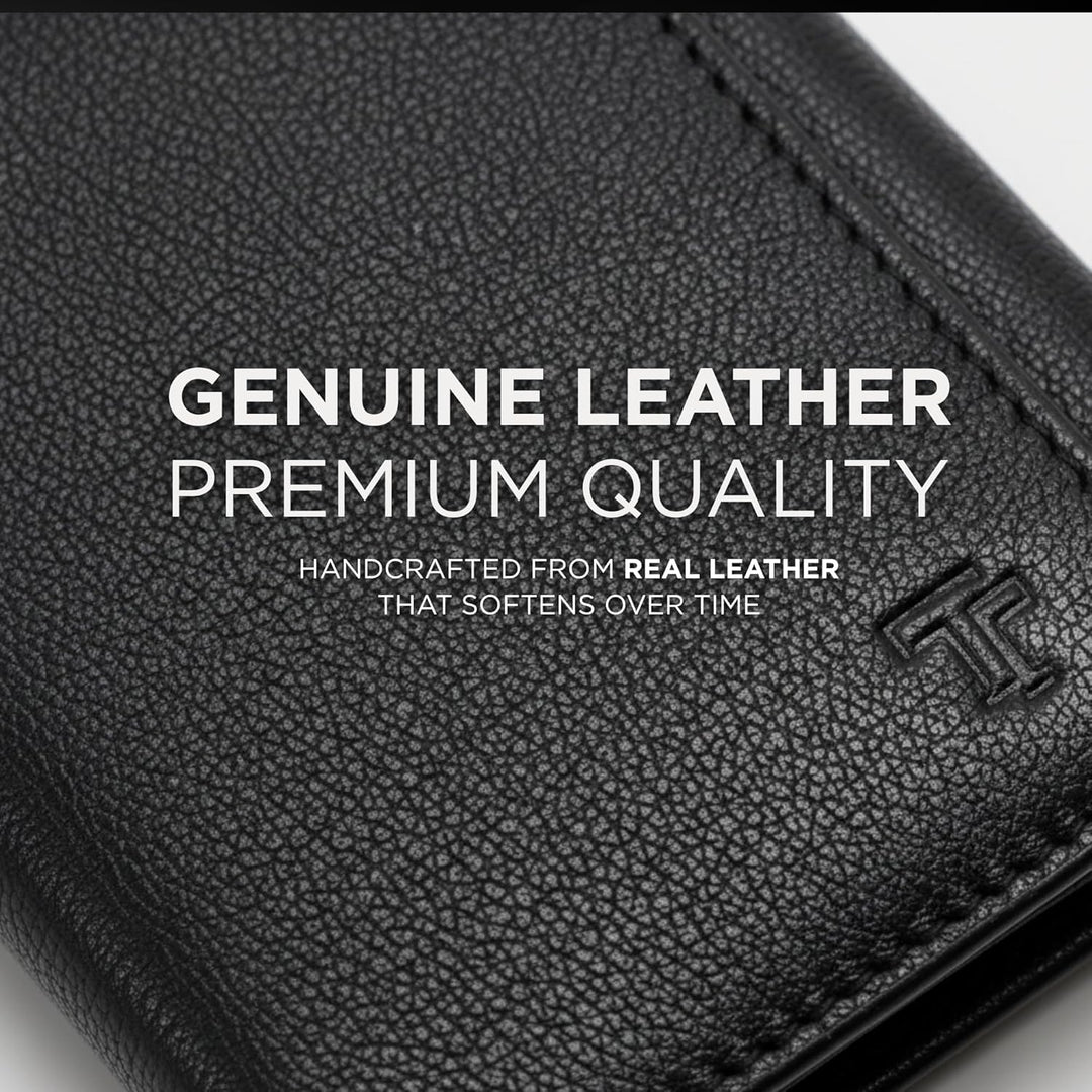 TRUTANN Cartera de cuero negro \u2013 Soporte para tarjetas triple...