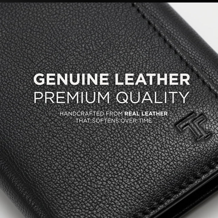 TRUTANN Cartera de cuero negro \u2013 Soporte para tarjetas triple...