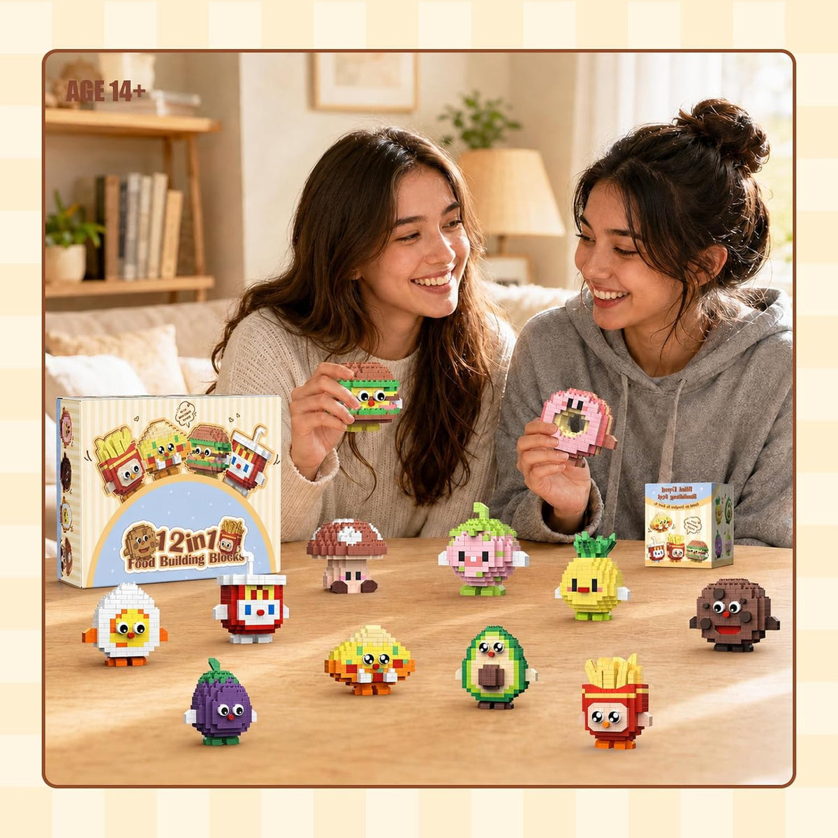 HIGH GODO Paquete de 12 juegos de construcción de recuerdos de fiesta de alimentos, mini juegos de bloques de construcción de alimentos, bolsas de regalo, estilo caja ciega para aula, juguetes de premios pequeños, regalos para adultos y adolescentes a