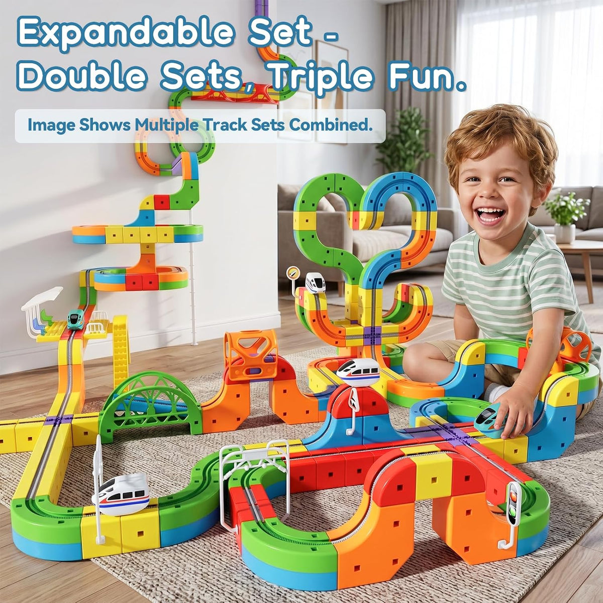 SOCBTNSO 173 PCS KlickRail 3D Modular Electric Train Set para Niños 3-8