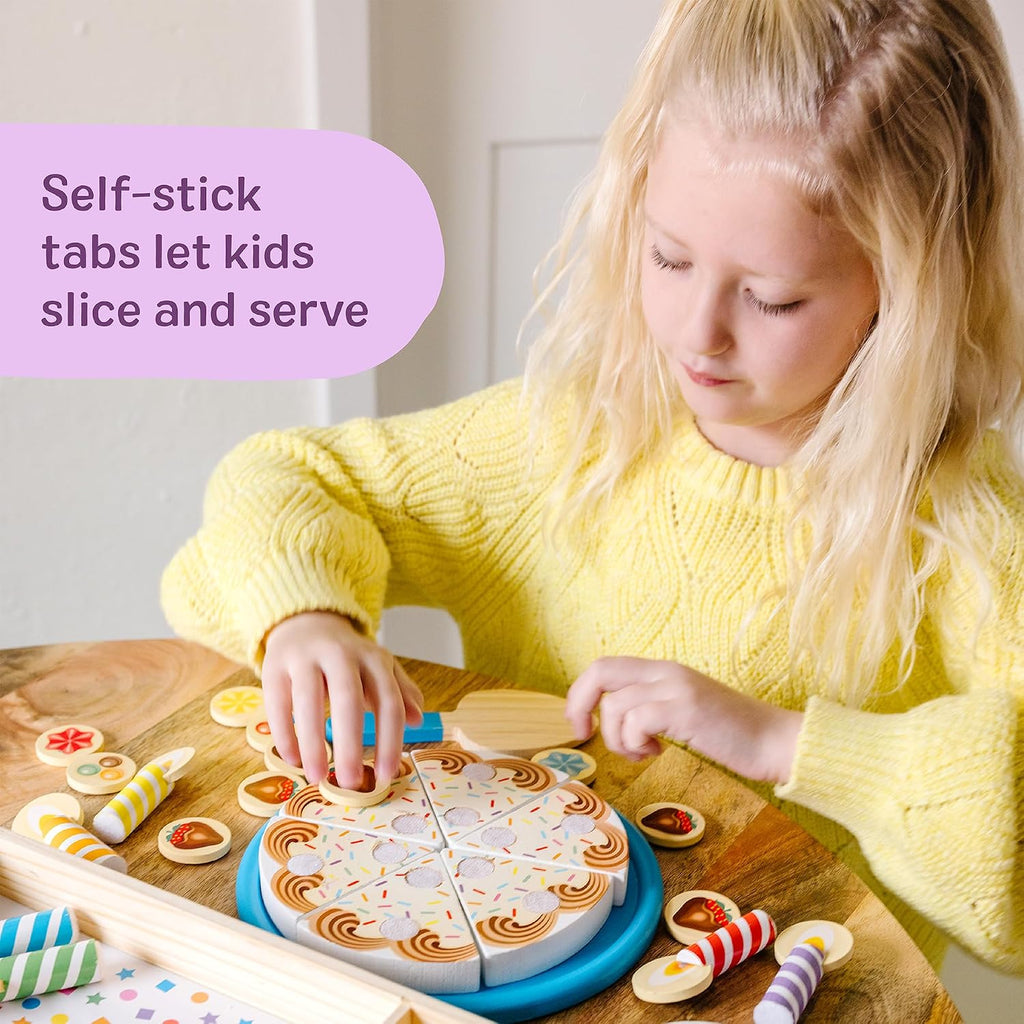 Melissa & Doug, pastel de fiesta de cumpleaños, juego con alimentos, 13.0 x 9.05 x 1.6