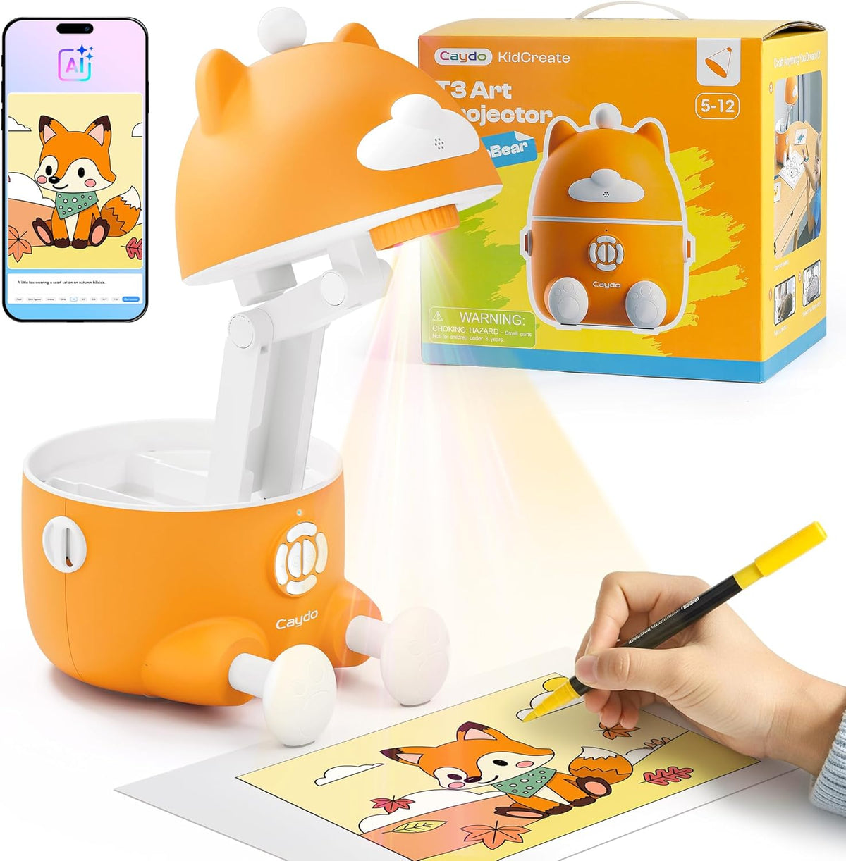 Proyector de dibujo Caydo T3 AI, regalo de Navidad y cumpleaños para niños