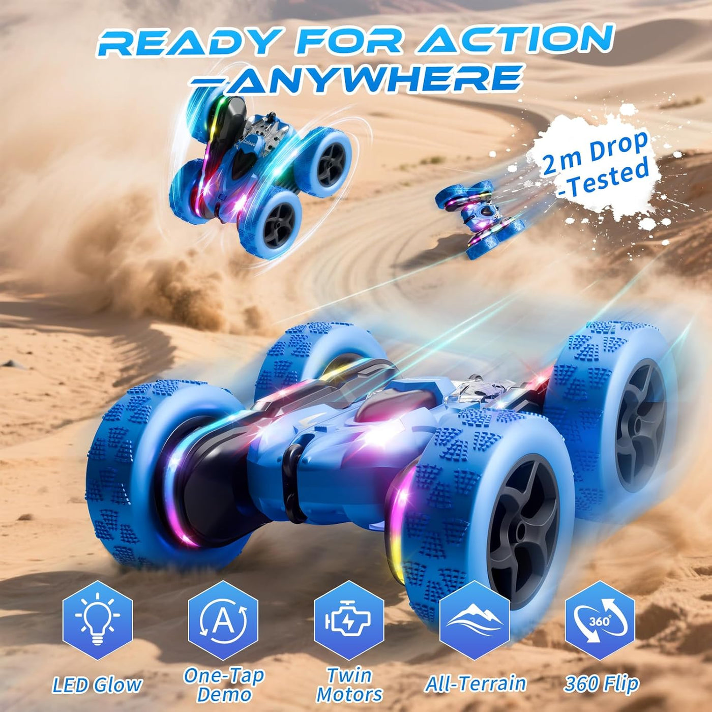 Zalneo Auto de Acrobacias con Control Remoto 4WD 360° Flip RC de Do...