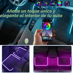 Alfombrillas suaves para el piso del auto con tira de luz LED, ajuste universal, alfombra automotriz negra, alfombrillas para el piso con luces interiores del automóvil con control por aplicación
