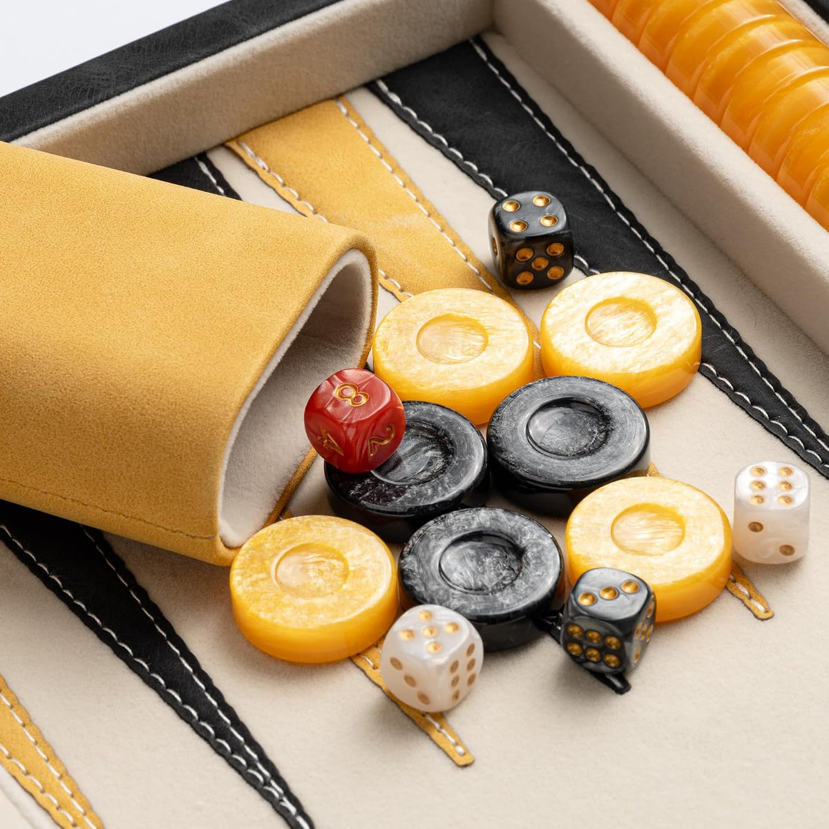 Juegos de backgammon de 15 pulgadas para adultos, tablero clásico de backgammon con dados de damas únicos, exterior de piel sintética e interior de terciopelo, juego de viaje de backgammon