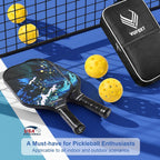 Juego de 2/4 palas de pickleball aprobadas por USAPA, juego de bolas de fibra de carbono aprobadas por USAPA – Núcleo de panal de polipropileno de 0.551 in de raquetas ligeras de pickleball – Adecuado