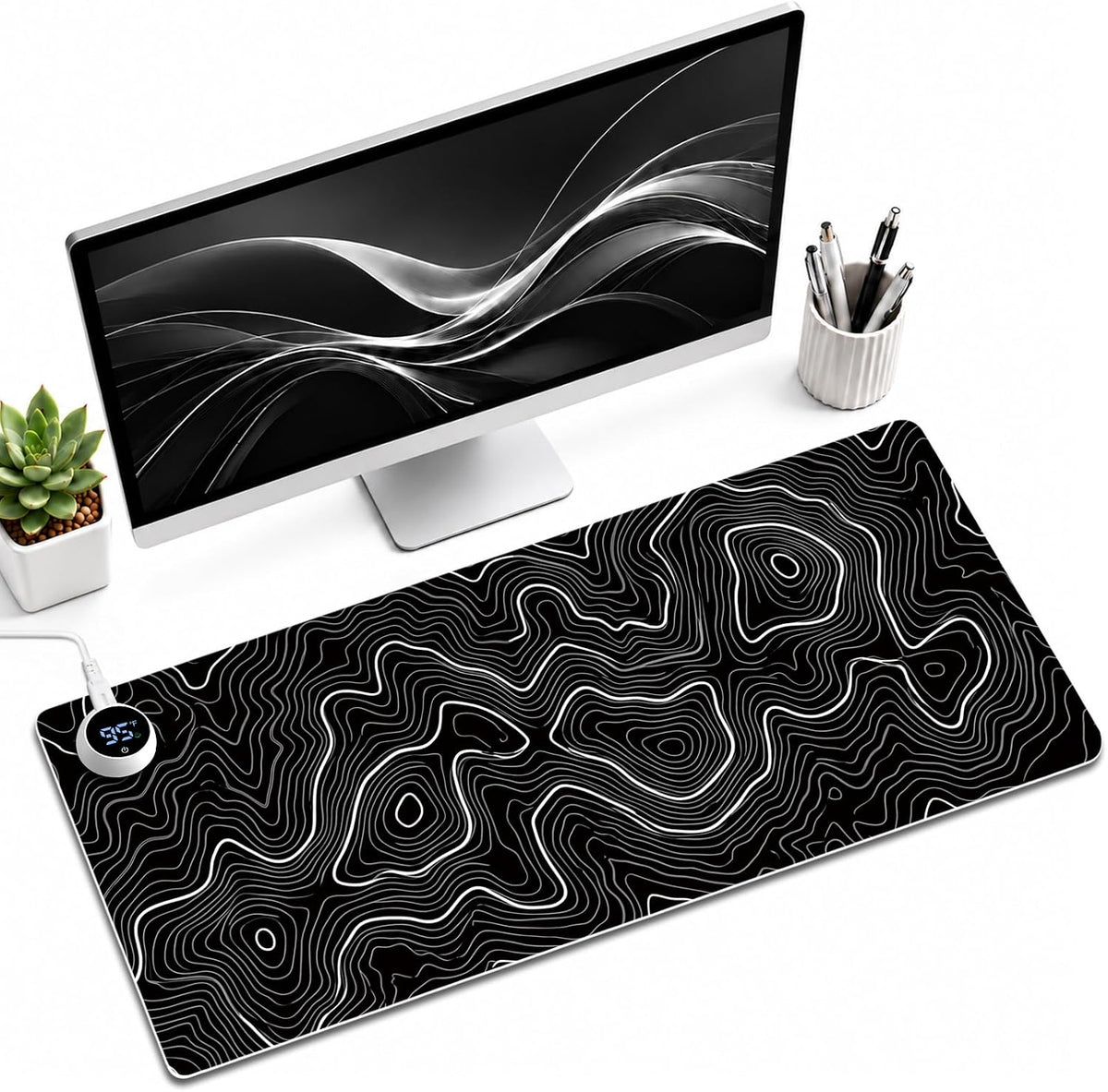 Almohadilla de Escritorio Caliente, Mapa Topográfico, Alfombrilla Caliente para Ratón con 5 Configuraciones de Calor