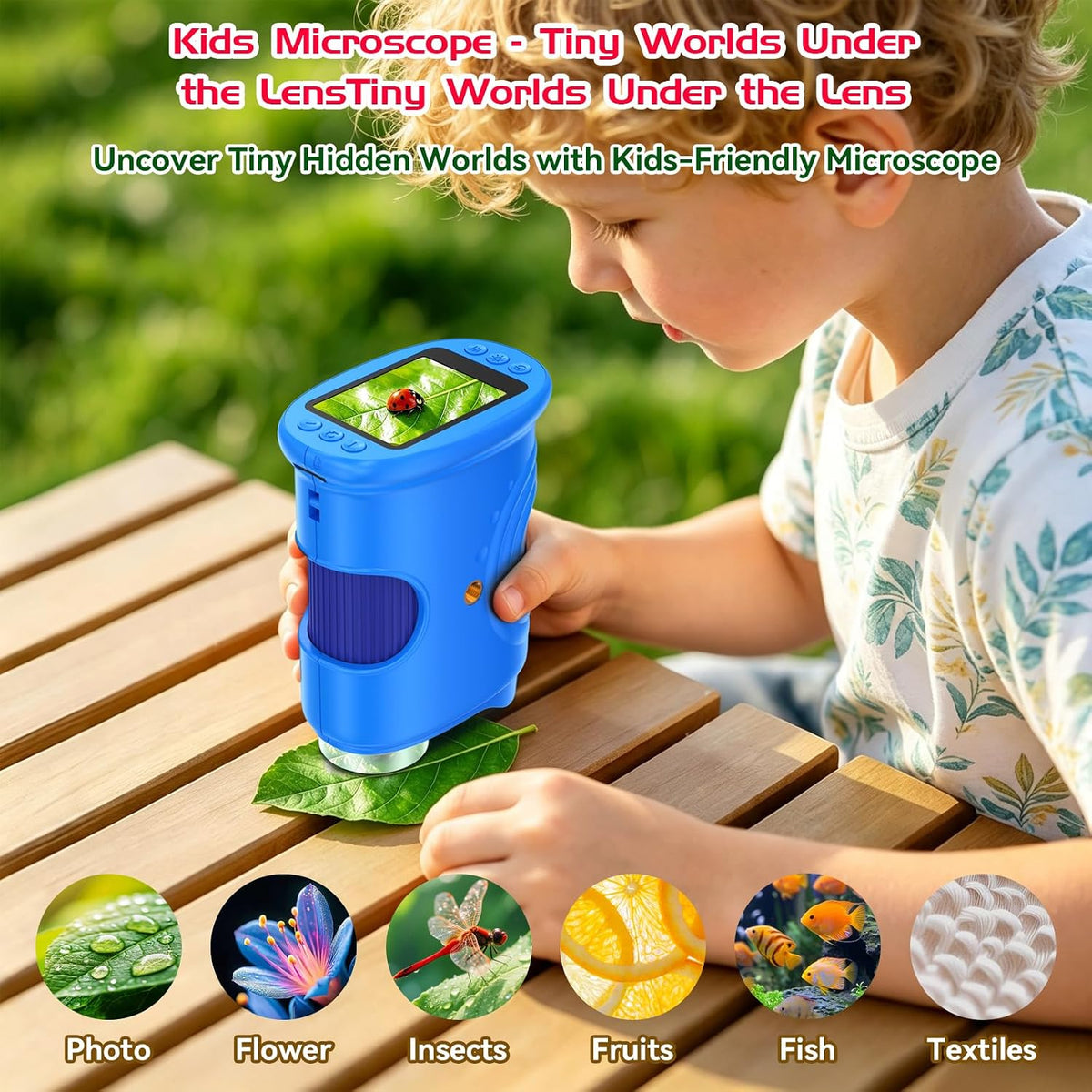 Microscopio digital de mano 1000X para niños, explora juguetes y regalos de laboratorio científico STEM, lupa Edu 4K de 2.0 pulgadas, cámara de microscopio portátil para niños y niñas, juguete de