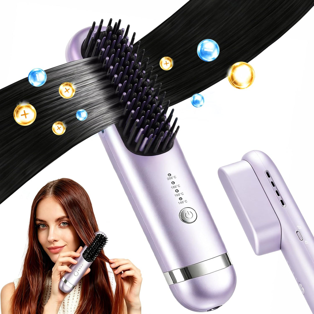 New Go Brush Pro 2026 - Cepillo alisador de pelo inalámbrico, plasm...